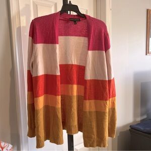 Lane Bryant Womens Stripped Open Cardigan Pink Orange 14/16